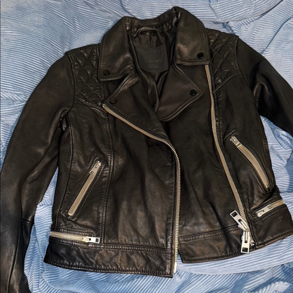 All Saints women’s black leather jacket
